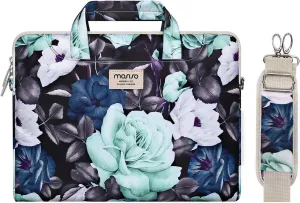 MOSISO Laptop Shoulder Bag Compatible with MacBook Air/Pro,13-13.3 inch Notebook,Compatible with MacBook Pro 14 inch 2023-2021 A2779 M2 A2442 M1, Succulent Briefcase Sleeve Case with Belt