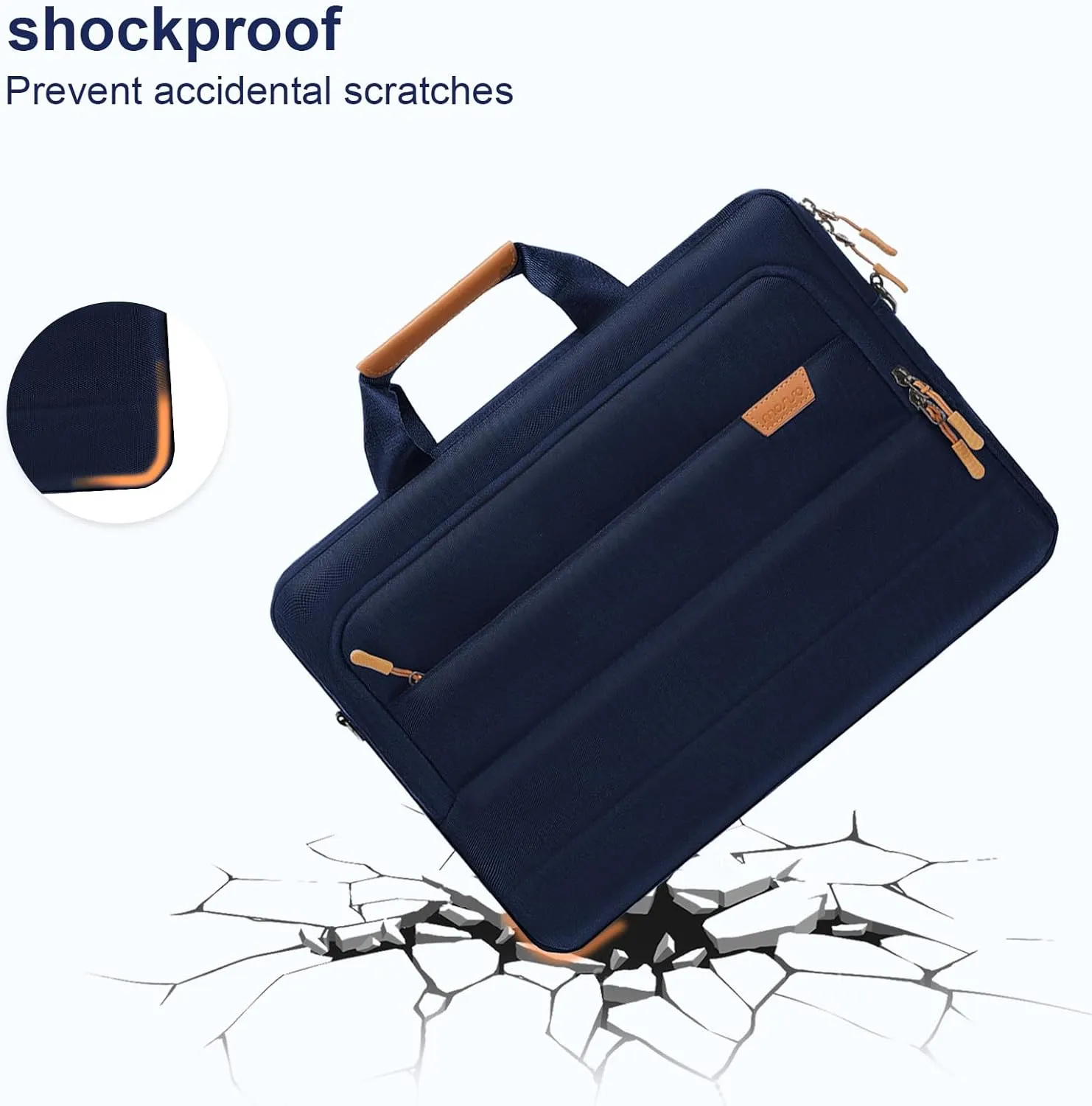 MOSISO Laptop Shoulder Messenger Bag, 15-15.6 inch Computer Bag Compatible with MacBook Pro 16 inch, HP, Dell, Lenovo, Asus Notebook, Briefcase with Front Rectangle&Horizontal Pockets&Belt, Navy Blue