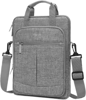 MOSISO Vertical Laptop Shoulder Bag Compatible with MacBook Air/Pro,13-13.3 inch Notebook,Compatible with MacBook Pro 14 2023-2021 A2779 M2 A2442 M1 with 2 Front Pockets&Front Decorative Pockets, Gray