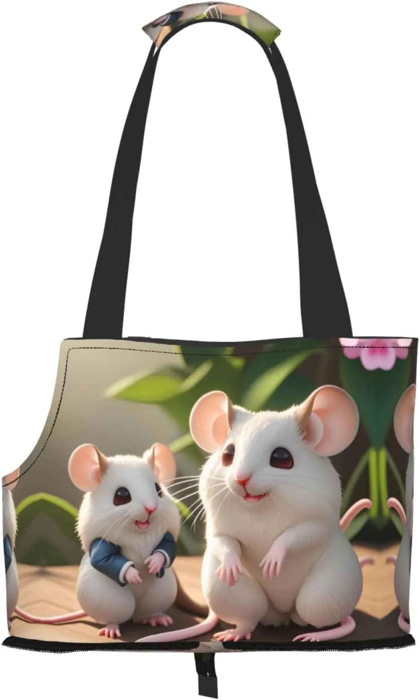 Mother and Child Rats Printed Pet Shoulder Bag, Specially Designed for Small Dogs and Cats, Multifunctional Shoulder and Handbag