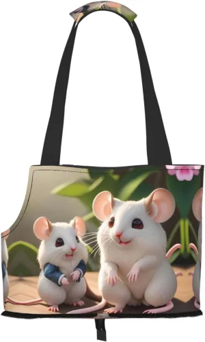 Mother and Child Rats Printed Pet Shoulder Bag, Specially Designed for Small Dogs and Cats, Multifunctional Shoulder and Handbag