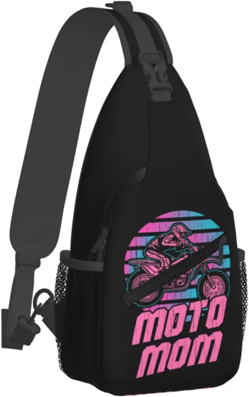 Motocross Dirt bike Motocycle American Flag Sling Bag Crossbody Bag Casual Chest Bags Travel Shoulder Backpack