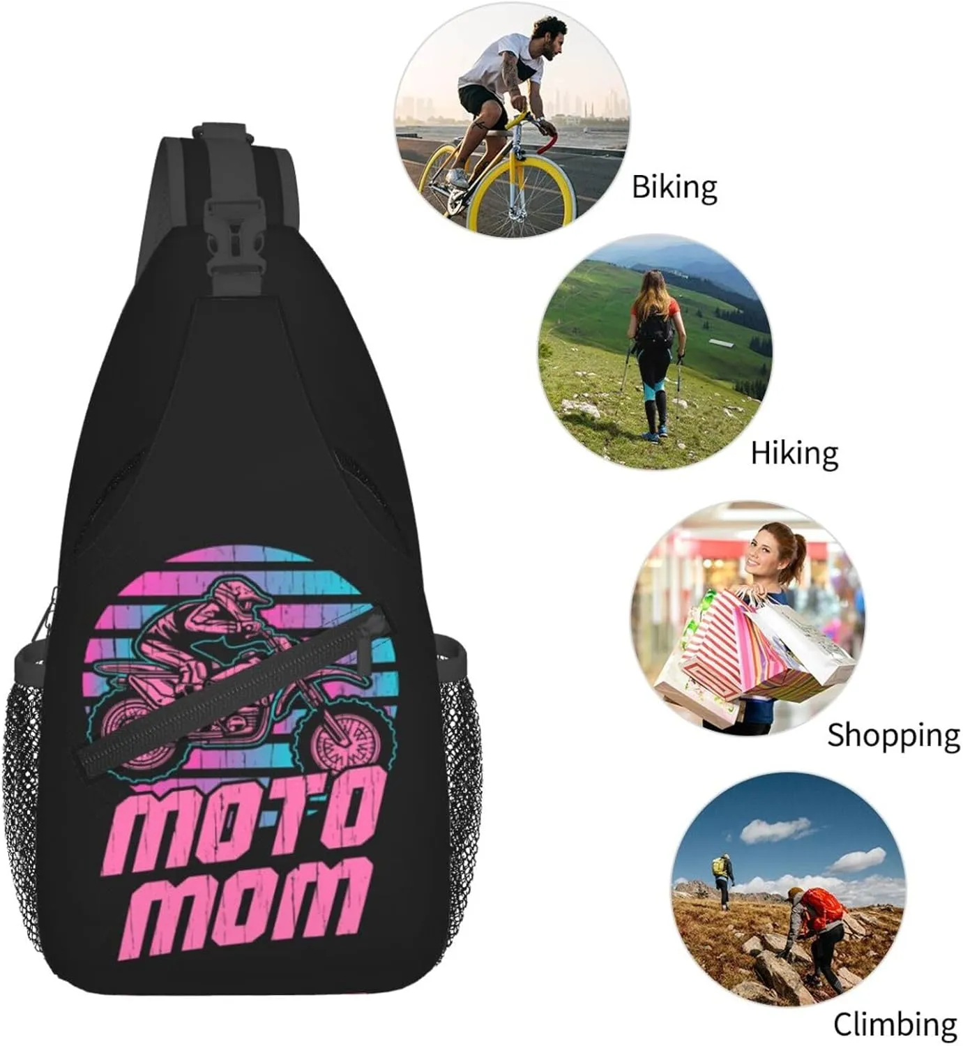 Motocross Dirt bike Motocycle American Flag Sling Bag Crossbody Bag Casual Chest Bags Travel Shoulder Backpack
