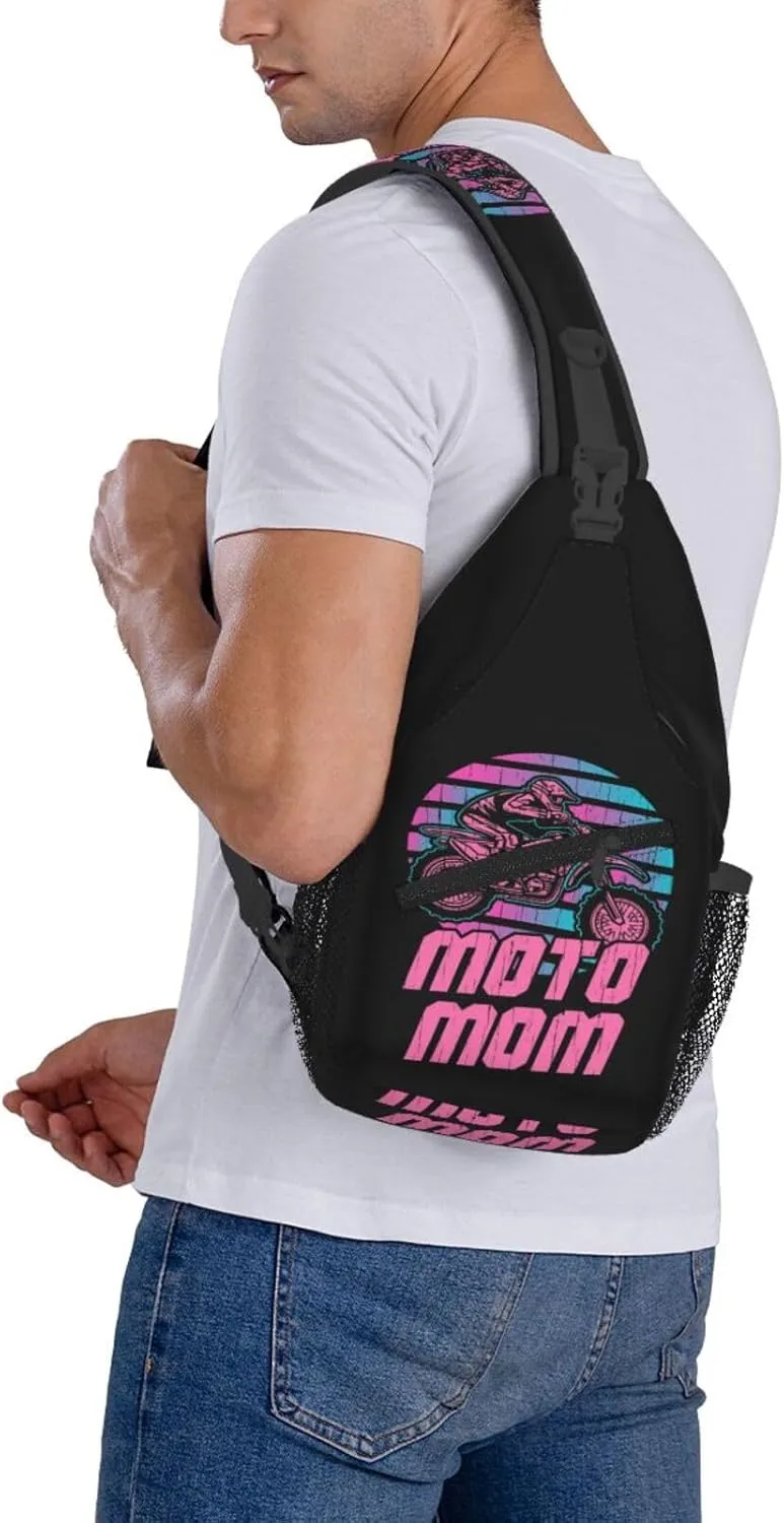 Motocross Dirt bike Motocycle American Flag Sling Bag Crossbody Bag Casual Chest Bags Travel Shoulder Backpack