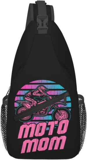 Motocross Dirt bike Motocycle American Flag Sling Bag Crossbody Bag Casual Chest Bags Travel Shoulder Backpack