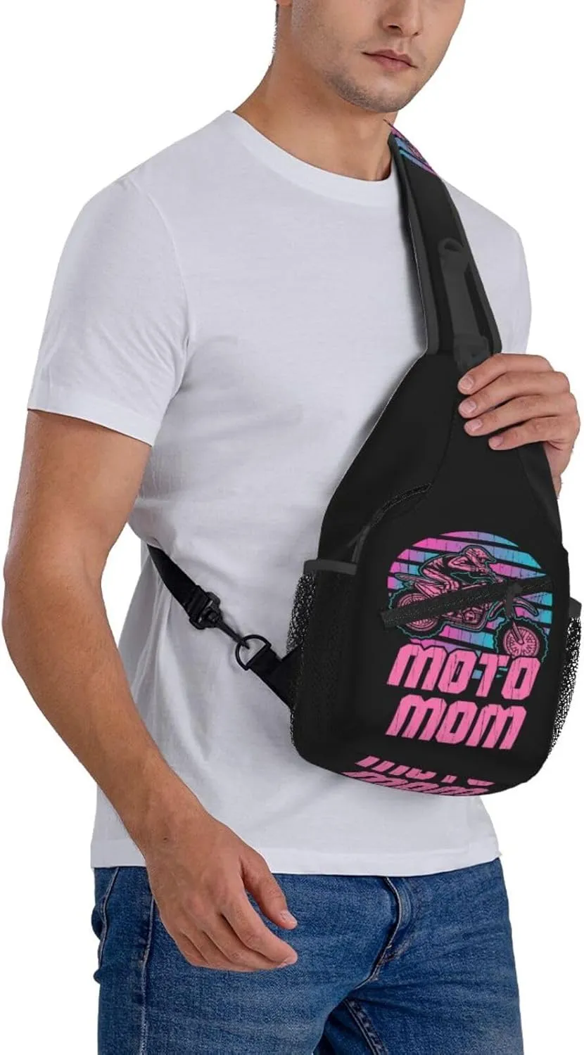 Motocross Dirt bike Motocycle American Flag Sling Bag Crossbody Bag Casual Chest Bags Travel Shoulder Backpack