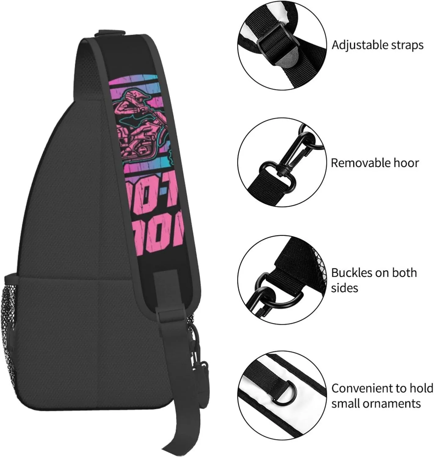 Motocross Dirt bike Motocycle American Flag Sling Bag Crossbody Bag Casual Chest Bags Travel Shoulder Backpack