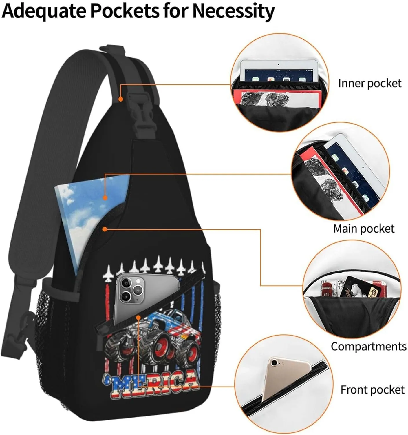 Motocross Dirt Bike Racing Flying Jump Sling Bag Adjustable Crossbody Bag Casual Chest Bags Travel Shoulder Backpack
