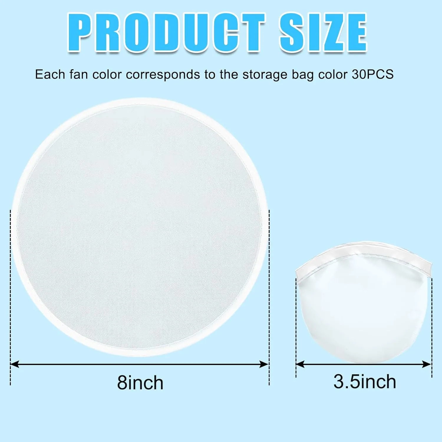 Mototo 36 Pieces Foldable Flying Disc Fans with Bag Folding Pocket Toy Set DIY Creative Gift Handheld Fabric Fan for Fun Party Favors Summer Outdoor Activity Game Halloween, White
