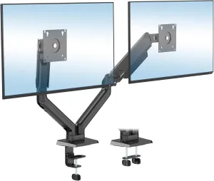 Mount-It! Full Motion Dual Monitor Mount with Spring Arms, 17" to 32", Full Motion Monitor Arm with Tilt, Rotation, Swivel, Height Adjustment, Clamp or Grommet, Fits VESA 75x75 and 100x100 - Black