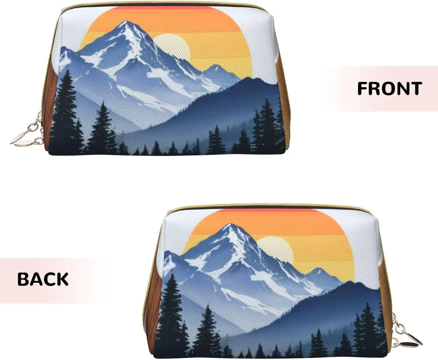 Mountain Sunrise Printed Small Makeup Bag,Travel Cosmetic Bag Purse with Zipper,Water-resistant Makeup Organizer Bag for Women