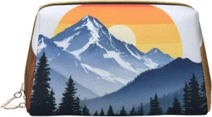 Mountain Sunrise Printed Small Makeup Bag,Travel Cosmetic Bag Purse with Zipper,Water-resistant Makeup Organizer Bag for Women