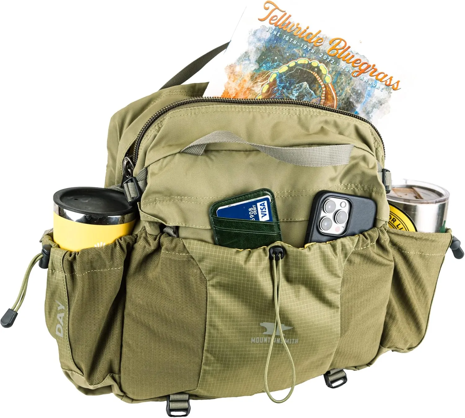 Mountainsmith Day Lumbar Waist pack, Running, Hiking, Cycling, Travel, and Outdoor Sport Activities with Dual Water Bottle Holders, Olive Green