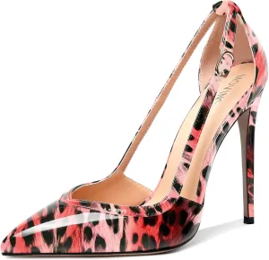 MOVINSTEPS Womens Dress Adjustable Strap Slip On Dating Pointed Toe Patent Stiletto High Heel Pumps Shoes 4.7 Inch