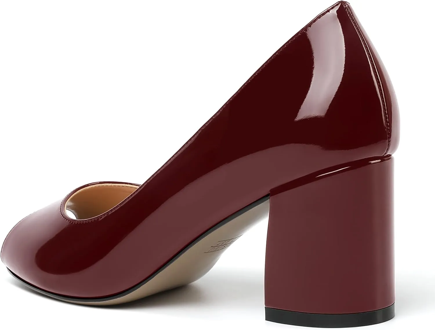 MOVINSTEPS Womens Slip On Dating Peep Toe Dress Patent Block Mid Heel Pumps Shoes 2.5 Inch