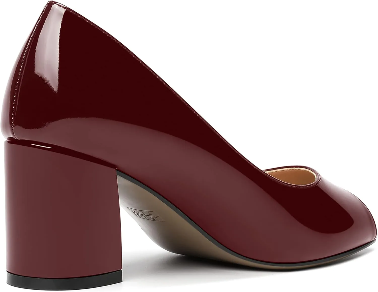 MOVINSTEPS Womens Slip On Dating Peep Toe Dress Patent Block Mid Heel Pumps Shoes 2.5 Inch