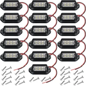 Mudder 16 Packs 12V 6 LED License Plate Light Waterproof License Plate Lamp Taillight for Truck SUV Trailer RV Trucks and Boats License Tags