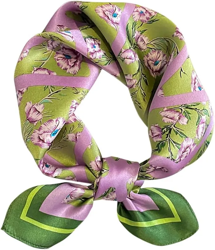 Mulberry Silk Scarfs Neck Scarf 21"x21" Small Square Scarfs hair scarf bandana for Women Gift Packed