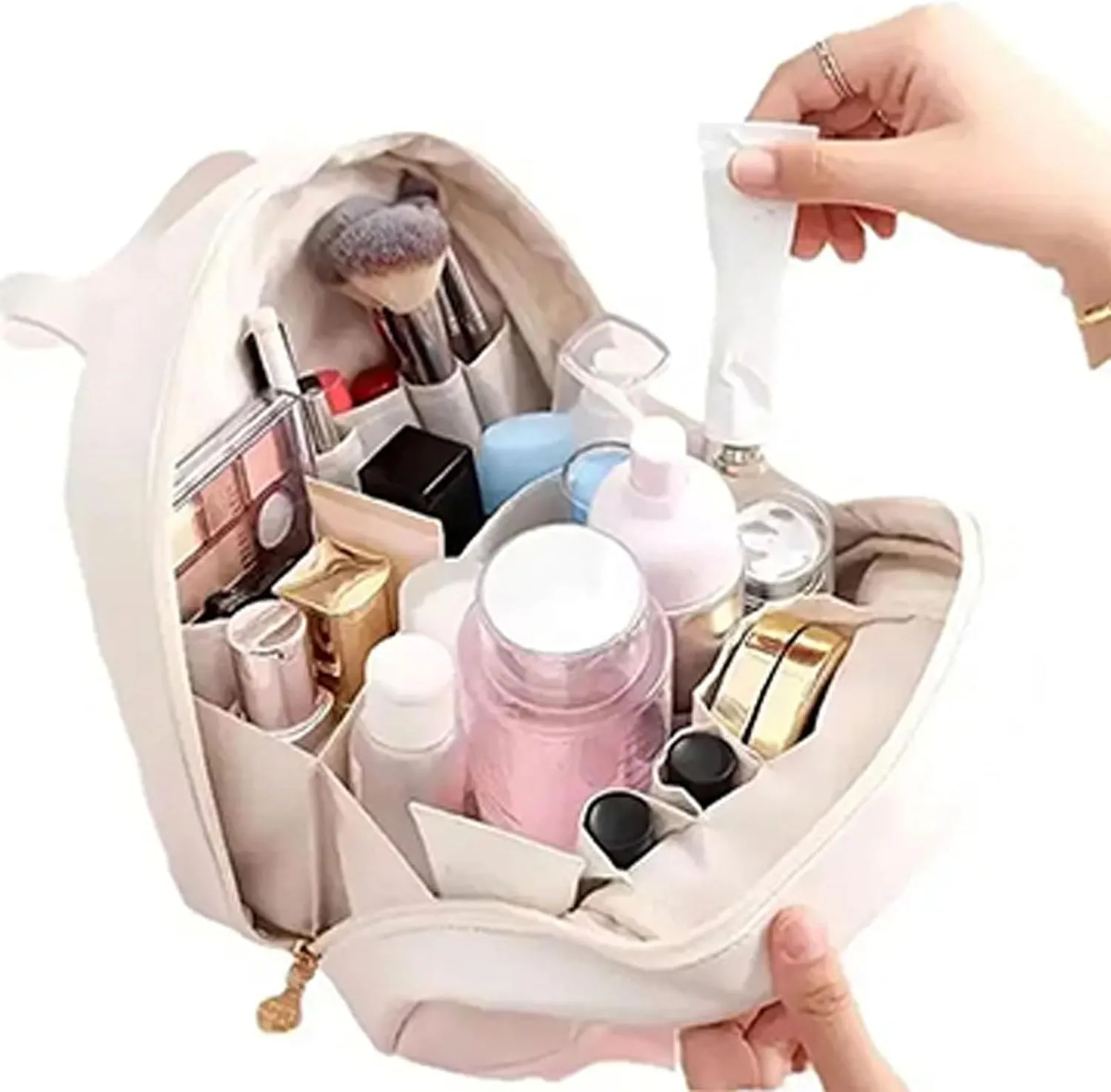 Multi-Layer Shell-Shaped Cosmetic Bag, Practical Cosmetic Bags, Toiletry Makeup Bag With Compartments For Women, Portable Large Capacity Pu Shell Waterproof Handbag Style Cosmetic Bags (Pink)