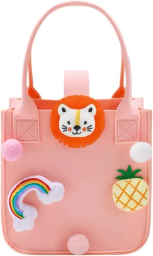 Multi-use Cartoon Portable Felt Tote Bag Gift For Kids Suitable For Baby Shower Birthday Party (2.pink small)