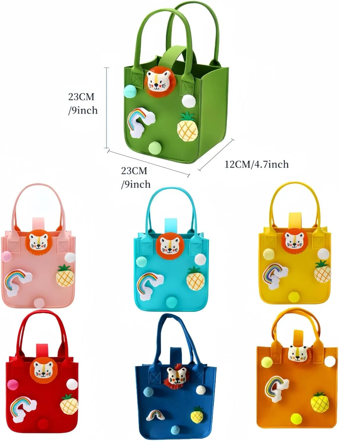 Multi-use Cartoon Portable Felt Tote Bag Gift For Kids Suitable For Baby Shower Birthday Party (2.pink small)