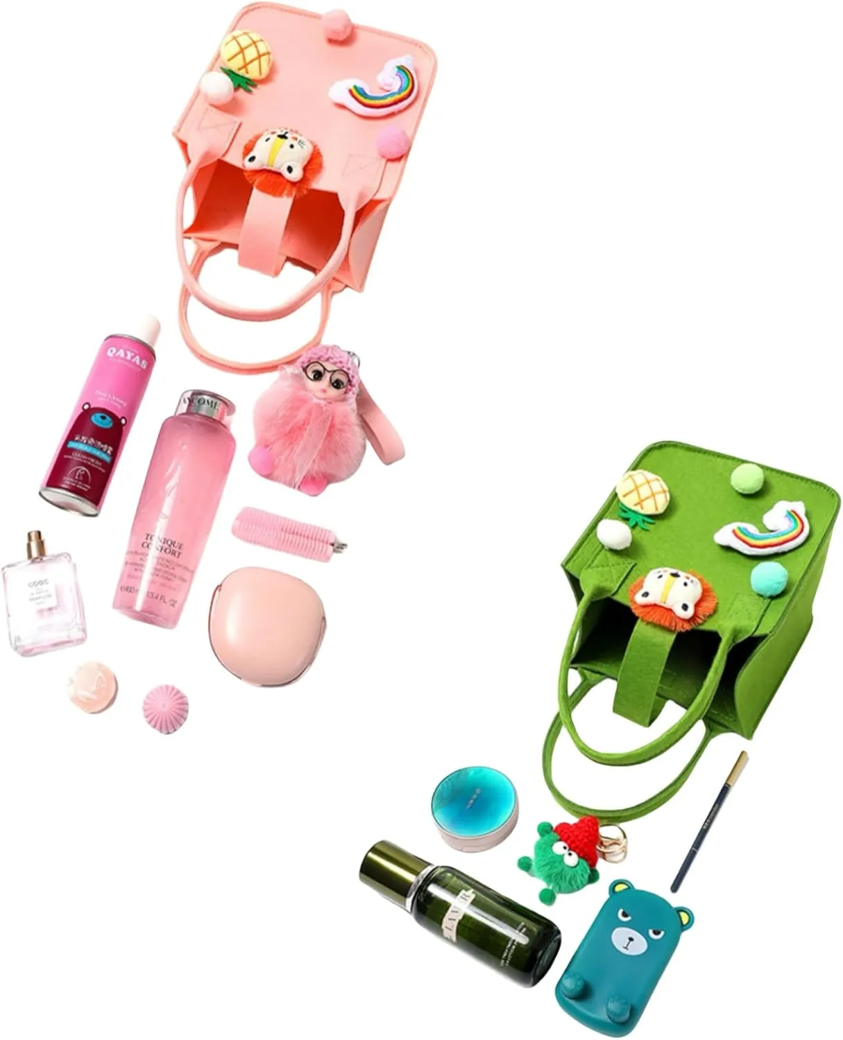 Multi-use Cartoon Portable Felt Tote Bag Gift For Kids Suitable For Baby Shower Birthday Party (2.pink small)