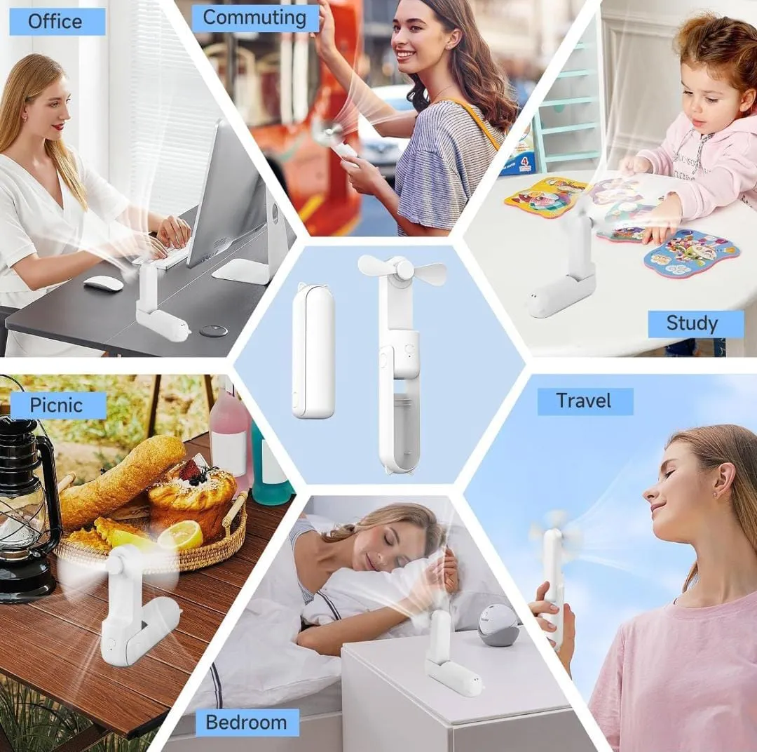 Multifunction Folding Mini Fan, USB Handheld Pocket Fan