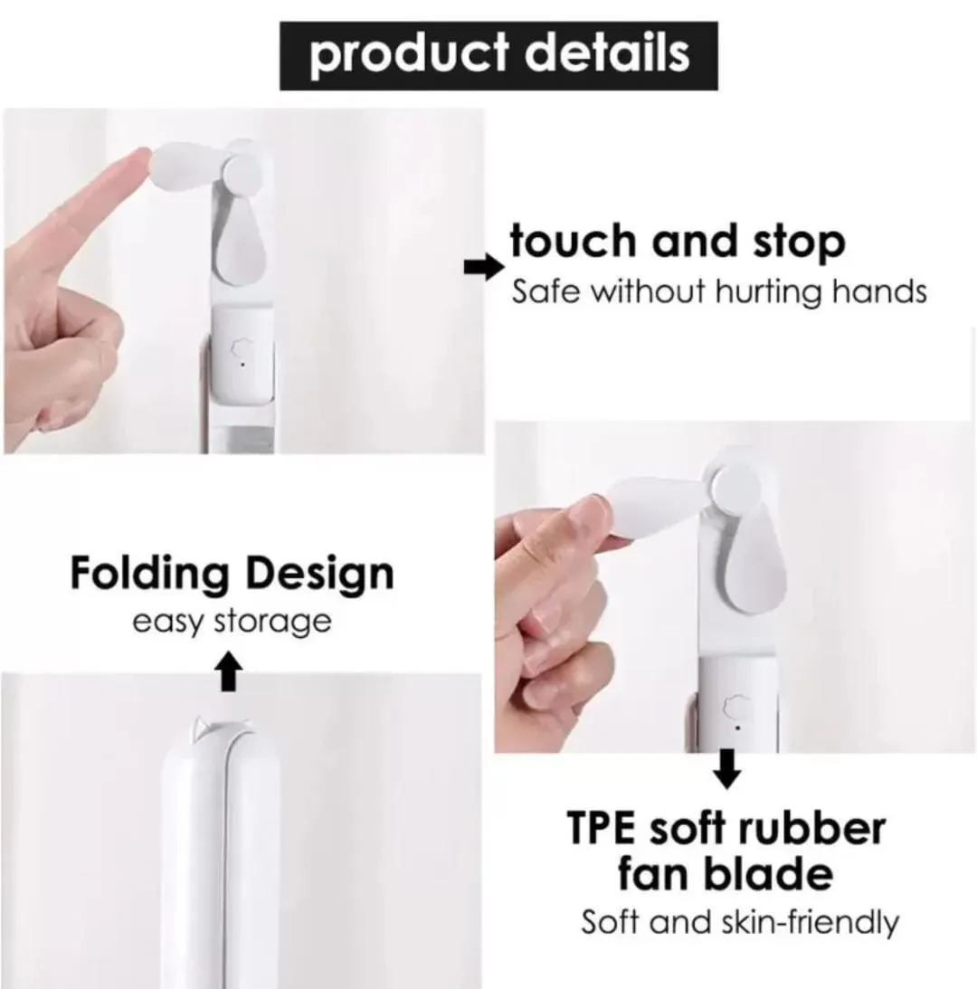 Multifunction Folding Mini Fan, USB Handheld Pocket Fan