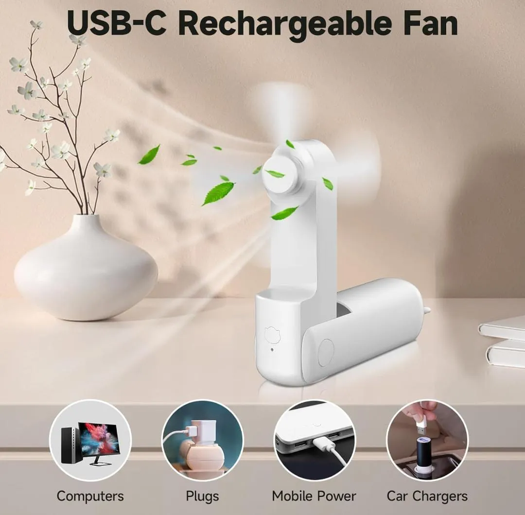 Multifunction Folding Mini Fan, USB Handheld Pocket Fan