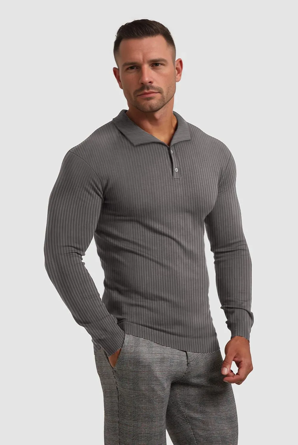 Muscle Cmdr Men's Slim Fit Muscle Polo Shirts Long&Short Sleeve Stretch Quick Dry Tee Casual Golf Athletic T-Shirts
