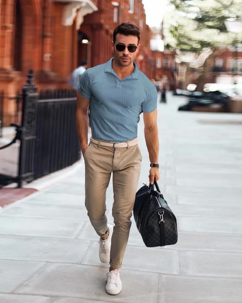 Muscle Cmdr Men's Slim Fit Muscle Polo Shirts Long&Short Sleeve Stretch Quick Dry Tee Casual Golf Athletic T-Shirts