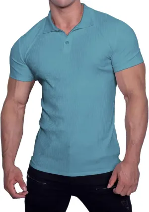 Muscle Cmdr Men's Slim Fit Muscle Polo Shirts Long&Short Sleeve Stretch Quick Dry Tee Casual Golf Athletic T-Shirts