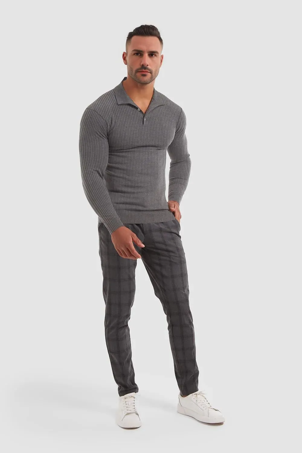 Muscle Cmdr Men's Slim Fit Muscle Polo Shirts Long&Short Sleeve Stretch Quick Dry Tee Casual Golf Athletic T-Shirts