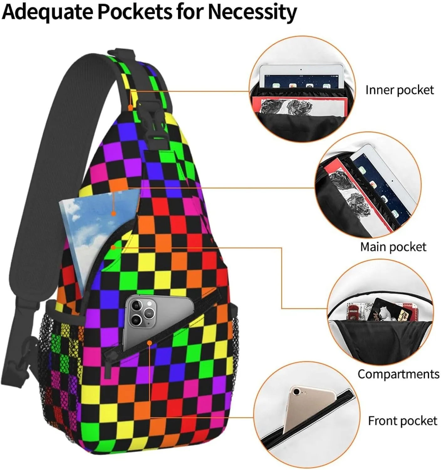 Mushroom Crossbody Bag Adjustable Sling Bag Casual Chest Bags Travel Shoulder Backpack