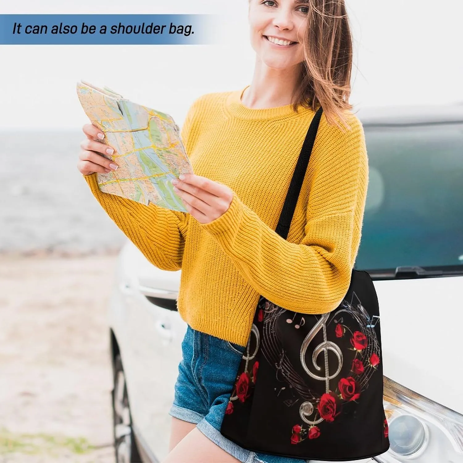 Music Rose Backpack for Women Anti-theft Shoulder Bag Carry On Backpack Fashion Ladies Travel Bags