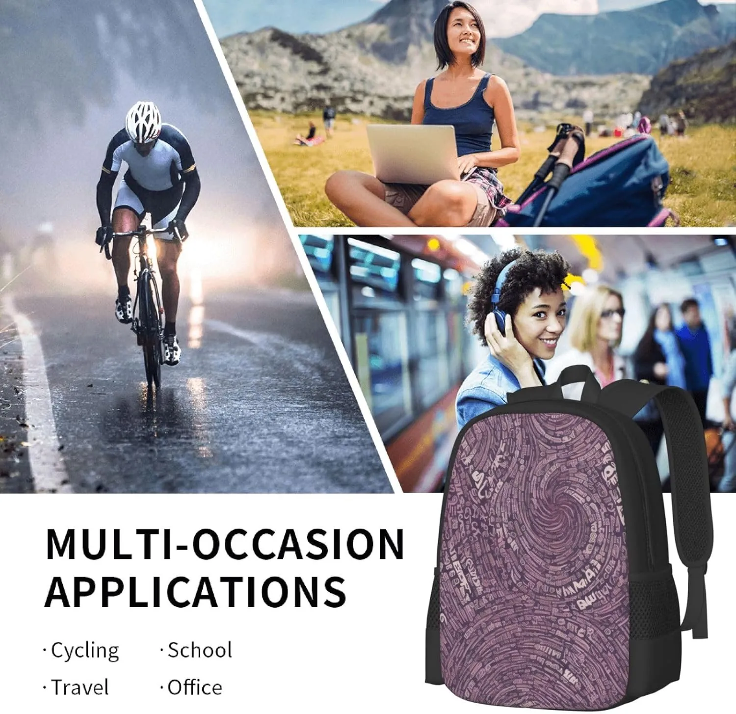 Musical Notation Print Patterns Backpack Lightweight Simple Casual Backpack Shoulder Bags Large Capacity Laptop Backpack