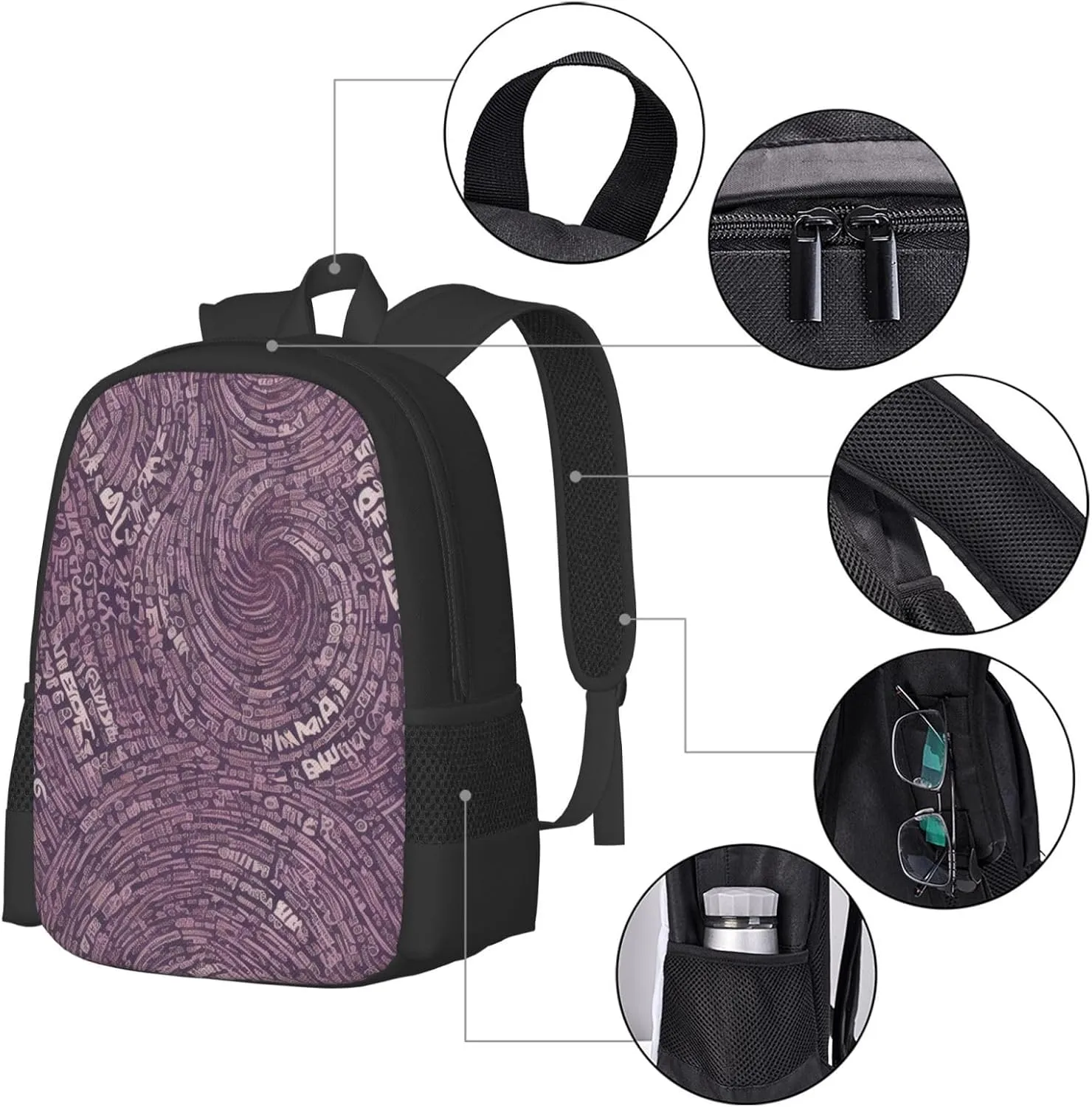 Musical Notation Print Patterns Backpack Lightweight Simple Casual Backpack Shoulder Bags Large Capacity Laptop Backpack
