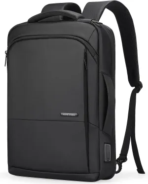 Muzee 3in1 Slim Business Backpack Laptop Backpack For Men with Executive Briefcase Casual Daypack Fits 15.6 Inch Laptop USB Port Black