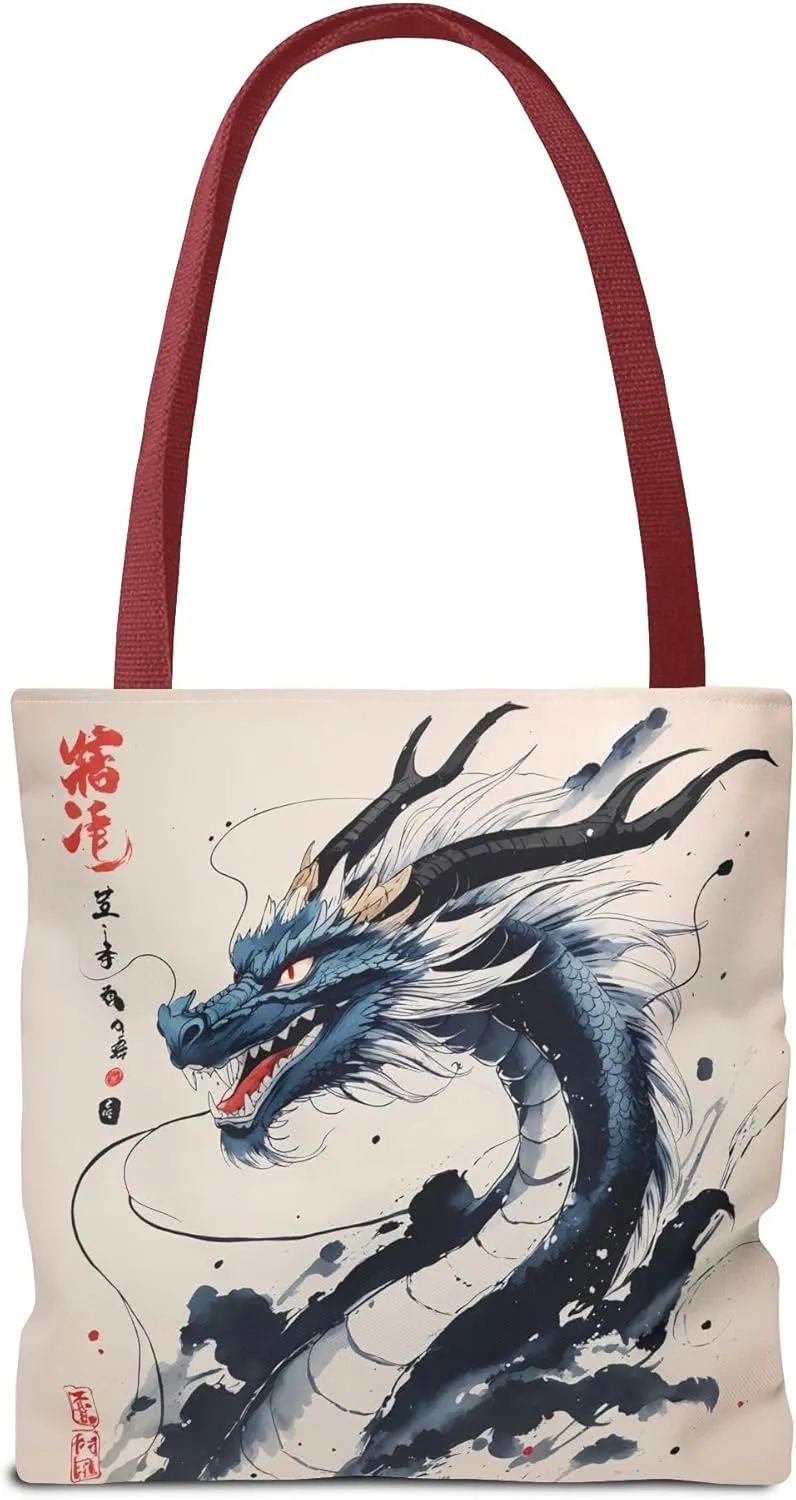 Mystical Dragon Eco-Friendly Tote Shopping Bag, Art Lover Gift, Asian Culture Decor, Cosplay Accessory