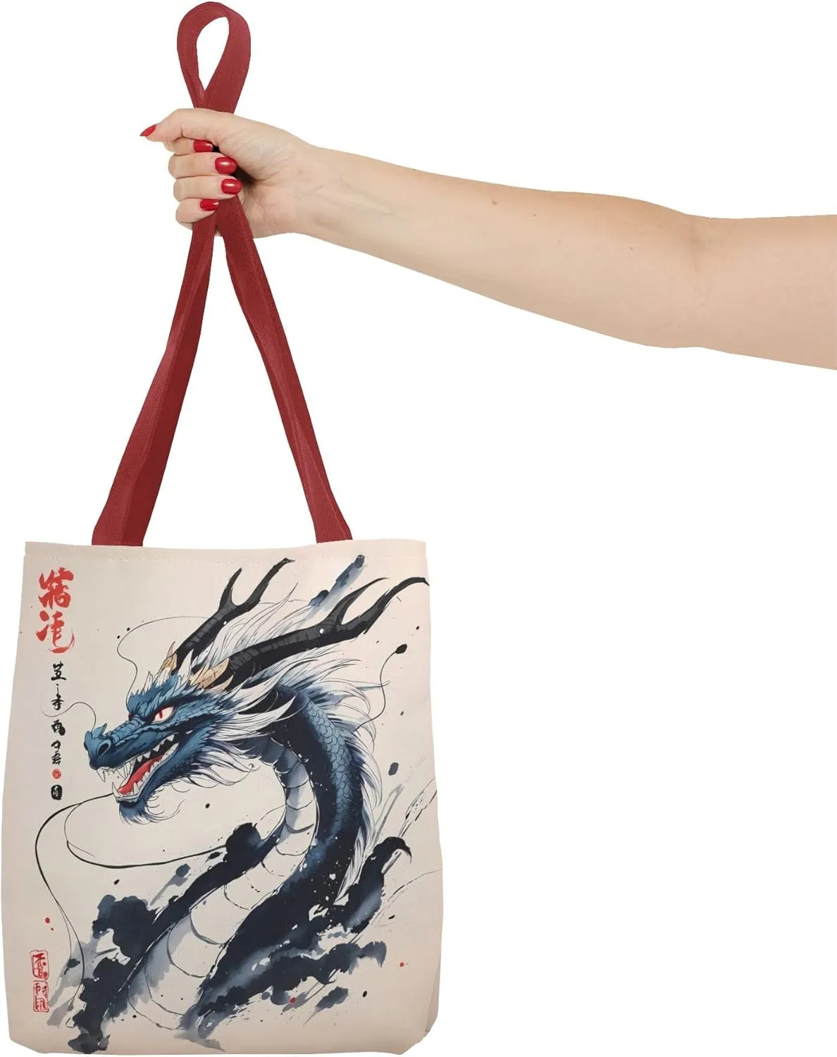 Mystical Dragon Eco-Friendly Tote Shopping Bag, Art Lover Gift, Asian Culture Decor, Cosplay Accessory