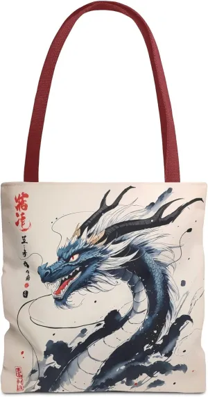 Mystical Dragon Eco-Friendly Tote Shopping Bag, Art Lover Gift, Asian Culture Decor, Cosplay Accessory
