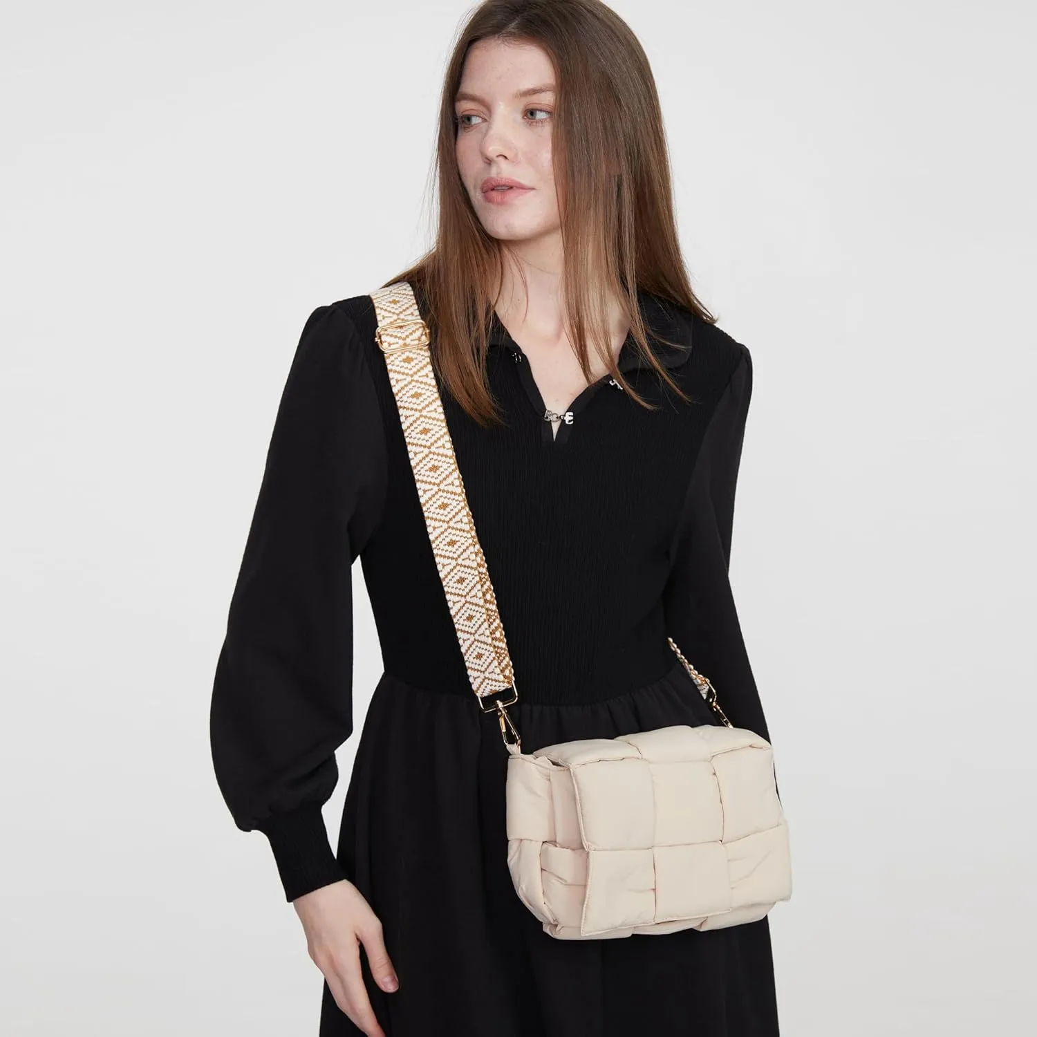 NAARIIAN Shoulder bags for women, Light-weight small puffer purses waterproof, hand-woven puffy bag crossbody handbag