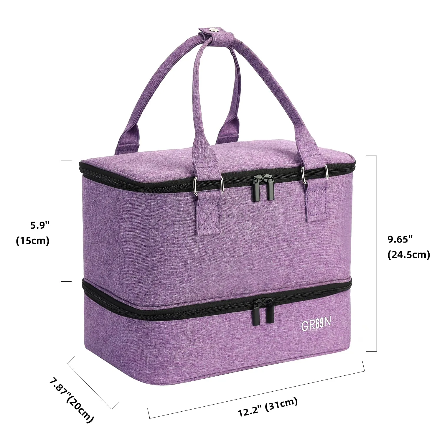 Nail Polish Organizer Bag,Double Layer Nail Polish Storage Fits a Nail Lamp and 40 Bottles,Great Size Nail Storage Organizer For Nail Drill,Nail Supplies Set (Bag Only)-Purple