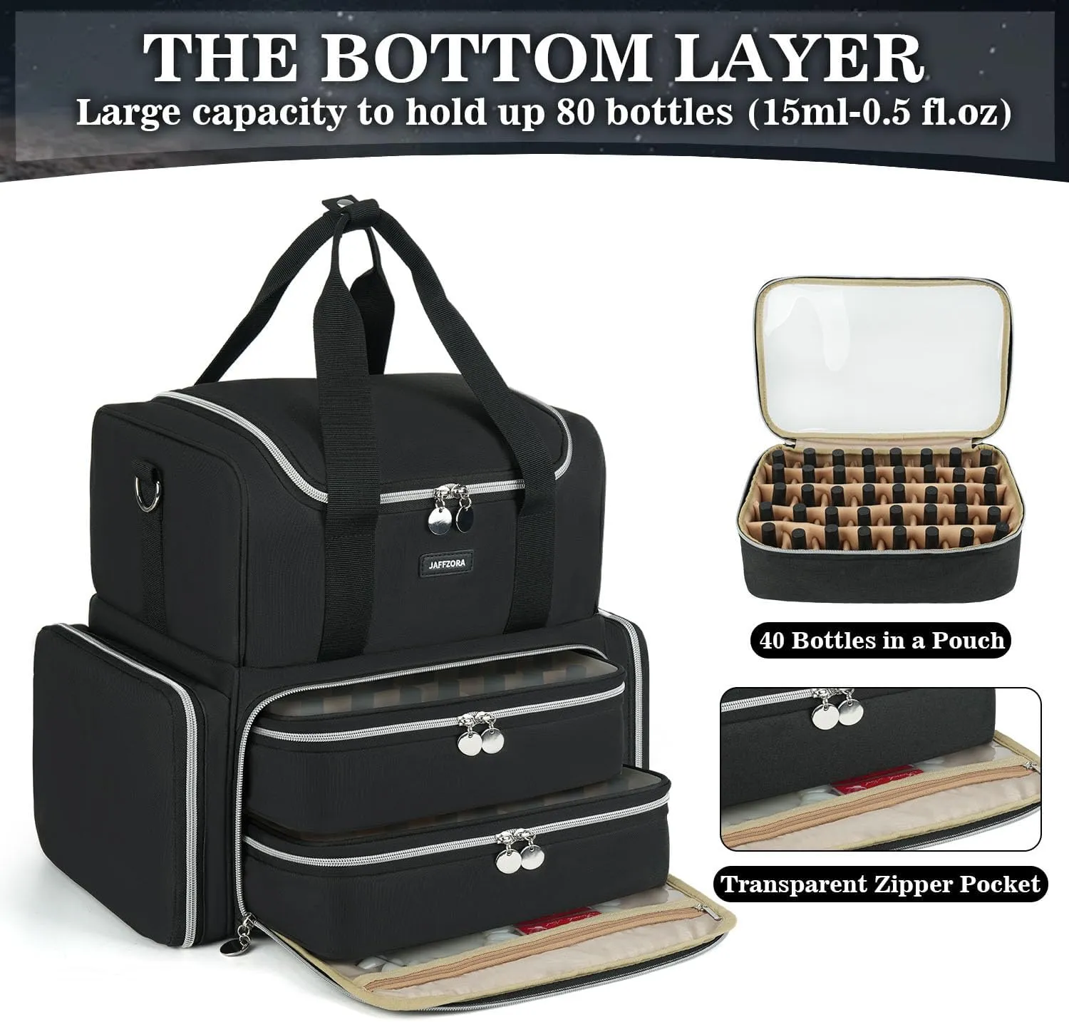 Nail Polish Organizer Case - Large Double Layer Organizers and Storage Bag for Nail Supplies and Art Tech