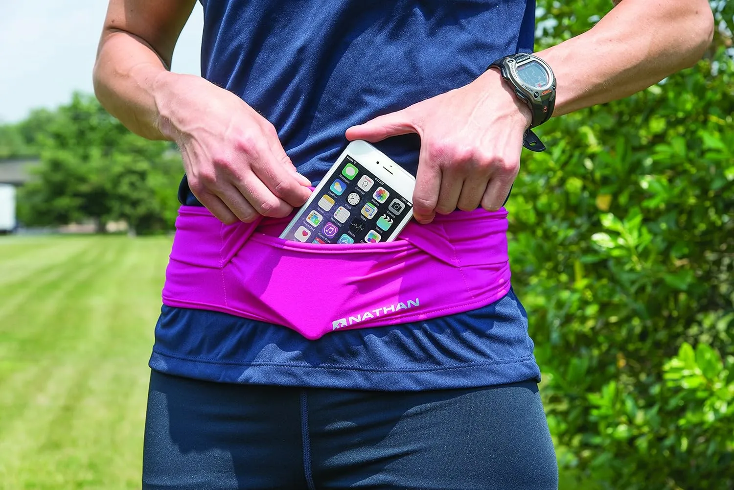 Nathan Hipster Running Belt – Waist Pack Bounce Free and Lightweight. Runners Fanny Pack. Men and Women. iPhone / Samsung / Galaxy / Android and more.
