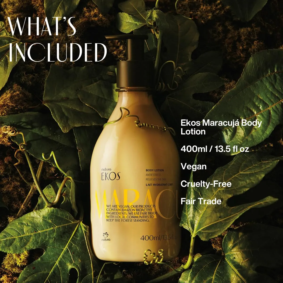 natura - Ekos Maracujá Relieving Body Lotion - Calming Lotion - 24 Hours of Hydration - Essential Fatty Acids - Vegan Skin Care - Brazilian Beauty Secrets - Self Care & Body Care - 13.5 fl oz (400ml)