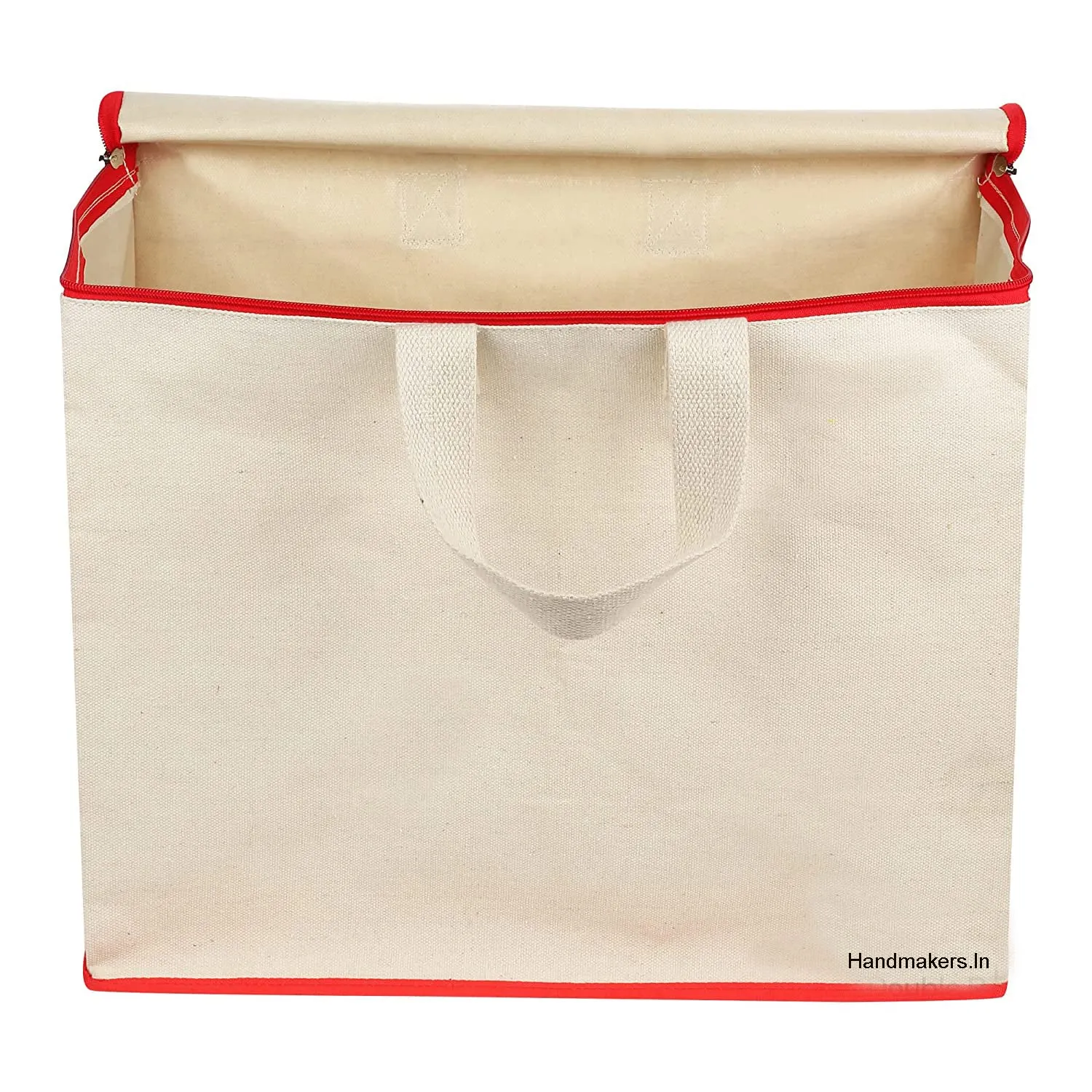 Natural Jute Cloth Handbag With White With Red Border Set of 2