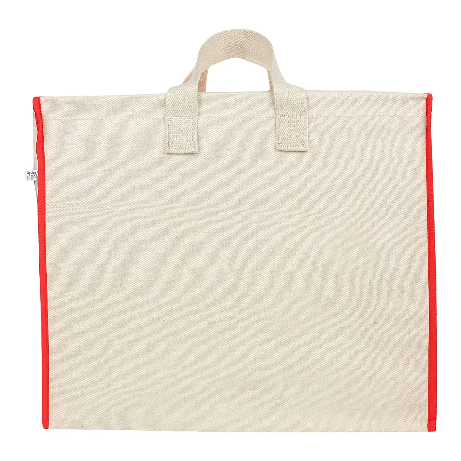 Natural Jute Cloth Handbag With White With Red Border Set of 2