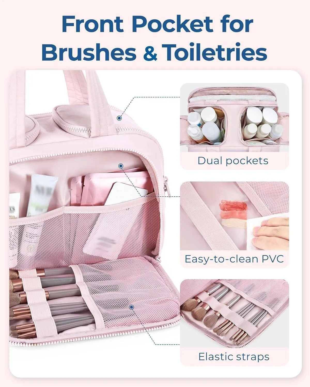 Naturaltly Large Capacity Wide-Open Travel Cosmetic Bag, Humidity Travel Cosmetic Bag, Puffy Cosmetic Makeup Bag Organizer with Handle for women Traveling Cosmetic Bags (White)