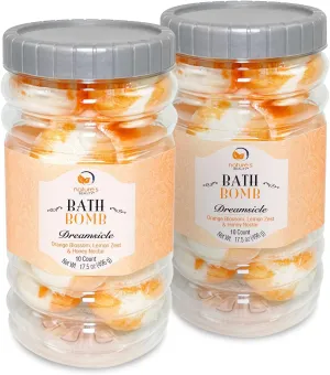 Nature's Beauty Dreamsicle Bath Bomb Gift Set Multi-Pack - Orange Blossom, Lemon Zest & Honey Nectar Scent Made w/Orange Peel Extract, Coconut Oil   Vitamin E, 17.5 oz |10 ct ea (2 Pack)